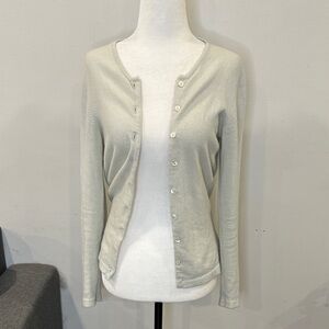 Glenshee Knitwear Light Sage Button-Front 100% Cashmere Cardigan